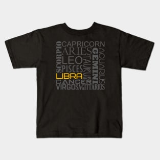 Libra Zodiac Montage Kids T-Shirt